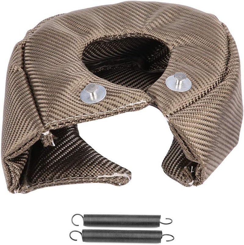 woobles Turbo Charger Cover, Titanium Turbo Blanket Heat Shield Cover Barrier Turbo Charger Cover Wrap With Fastener Springs for Turbochargers (T3) - Image 1